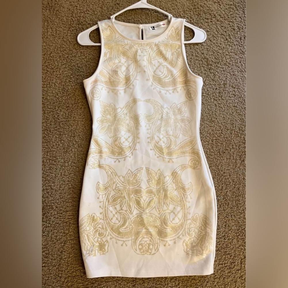 Small white & gold body con dress